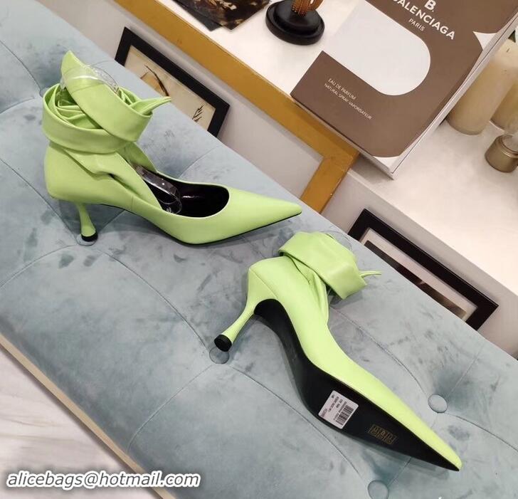 Good Quality Balenciaga Heel 8cm Ankle Tie Pumps B713011 Light Green 2019