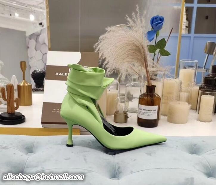 Good Quality Balenciaga Heel 8cm Ankle Tie Pumps B713011 Light Green 2019