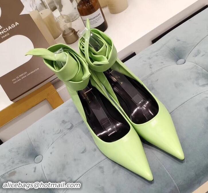 Good Quality Balenciaga Heel 8cm Ankle Tie Pumps B713011 Light Green 2019