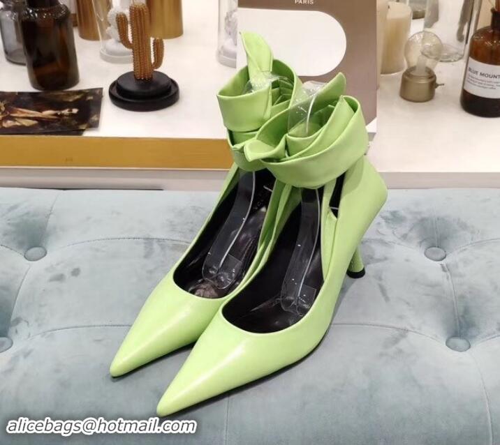 Good Quality Balenciaga Heel 8cm Ankle Tie Pumps B713011 Light Green 2019