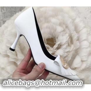 Low Cost Balenciaga Heel 8cm BB Fringe Pumps B713012 White 2019