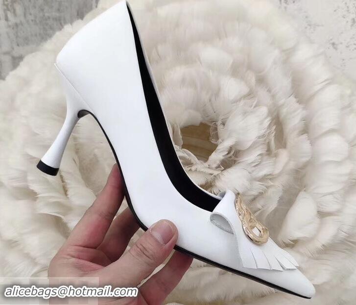 Low Cost Balenciaga Heel 8cm BB Fringe Pumps B713012 White 2019