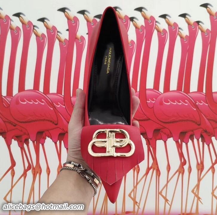  Super Quality Balenciaga Heel 8cm BB Fringe Pumps B713012 Red 2019