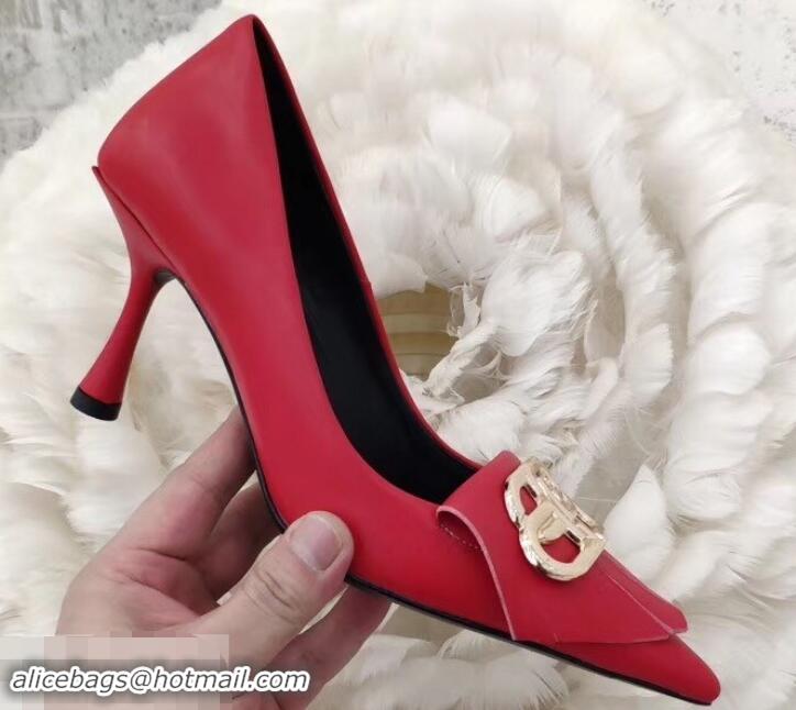  Super Quality Balenciaga Heel 8cm BB Fringe Pumps B713012 Red 2019