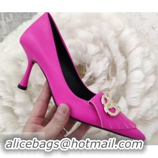 Low Cost Balenciaga Heel 8cm BB Fringe Pumps B713012 Fuchsia 2019