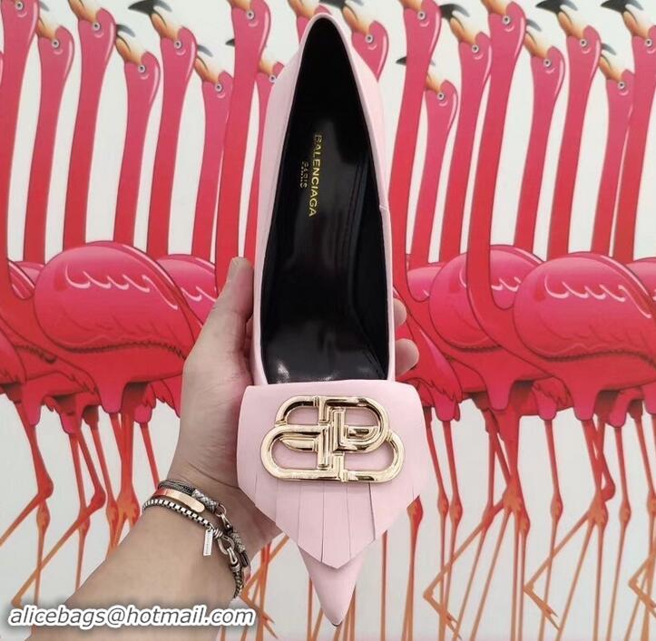 New Style Balenciaga Heel 8cm BB Fringe Pumps B713012 Pink 2019