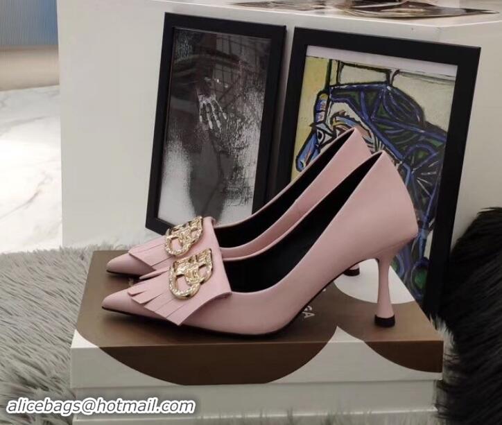 New Style Balenciaga Heel 8cm BB Fringe Pumps B713012 Pink 2019