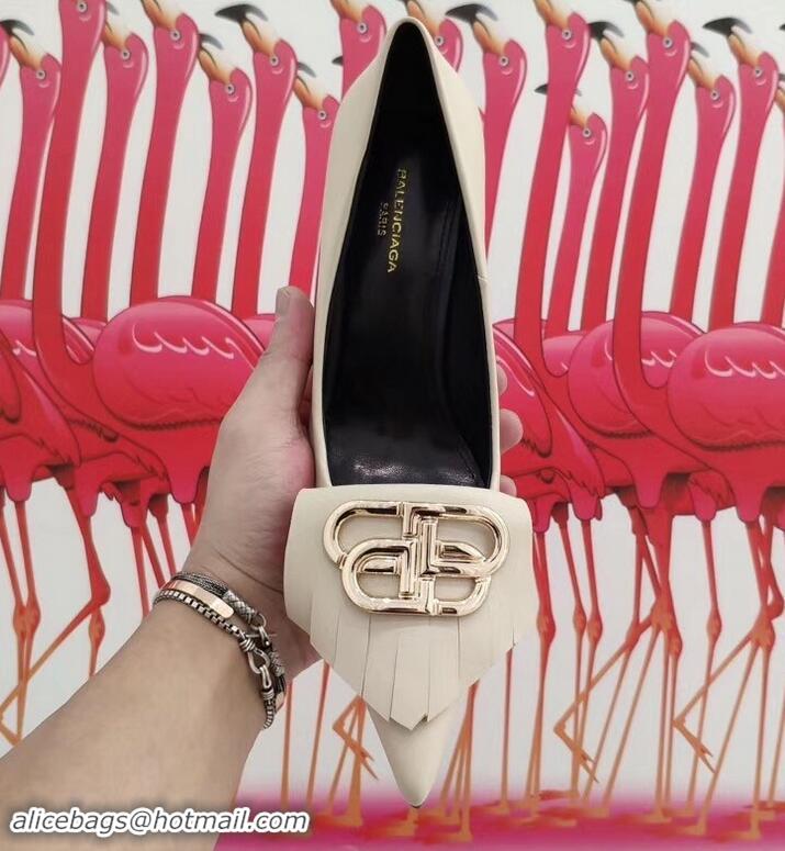 Grade Design Balenciaga Heel 8cm BB Fringe Pumps B713012 Nude 2019