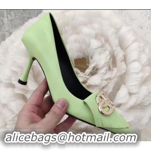 Promotional Balenciaga Heel 8cm BB Fringe Pumps B713012 Light Green 2019