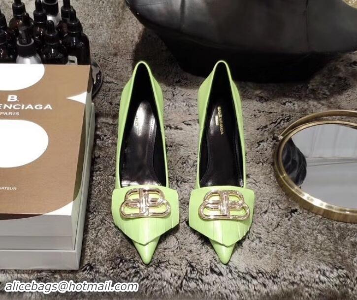 Promotional Balenciaga Heel 8cm BB Fringe Pumps B713012 Light Green 2019