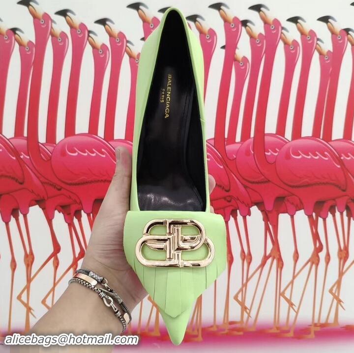 Promotional Balenciaga Heel 8cm BB Fringe Pumps B713012 Light Green 2019