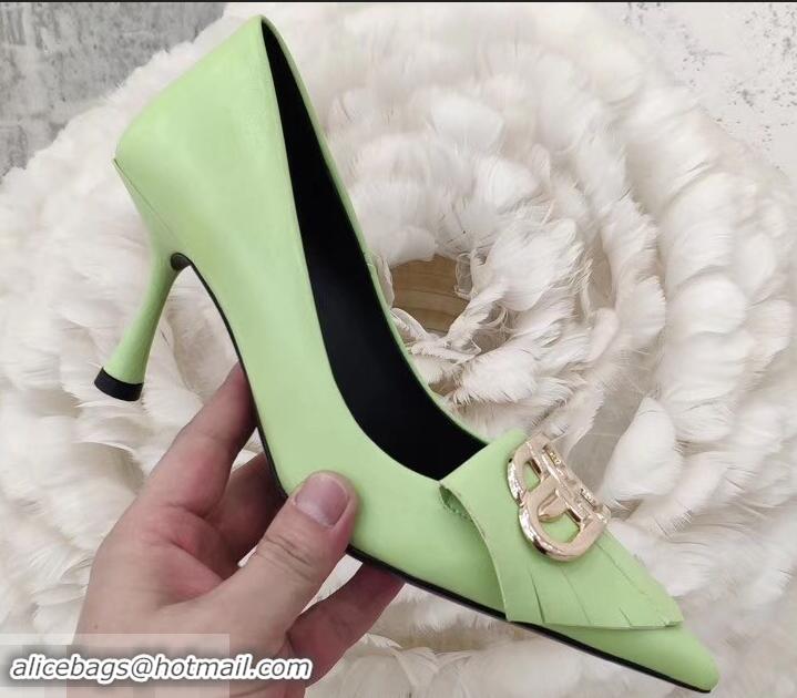 Promotional Balenciaga Heel 8cm BB Fringe Pumps B713012 Light Green 2019