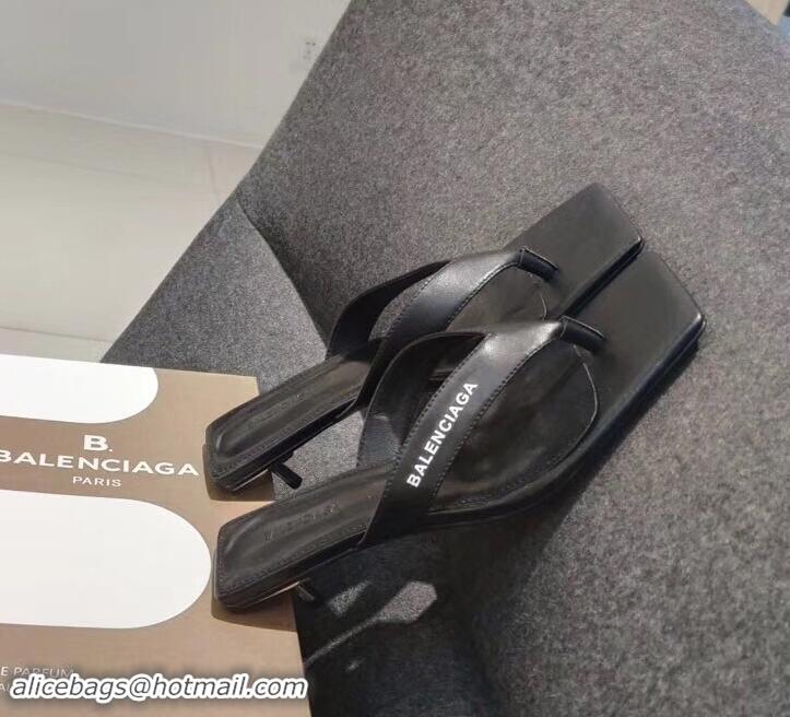 Promotion Balenciaga Metal Heel 4cm Flip Flop Sandals B713020 Black 2019