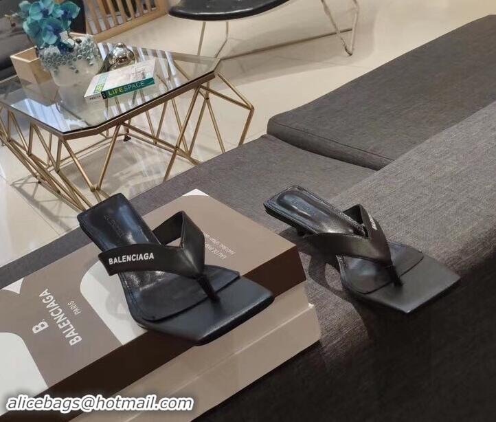 Promotion Balenciaga Metal Heel 4cm Flip Flop Sandals B713020 Black 2019