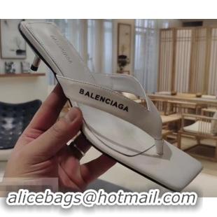 Best Price Balenciaga Metal Heel 4cm Flip Flop Sandals B713020 White 2019