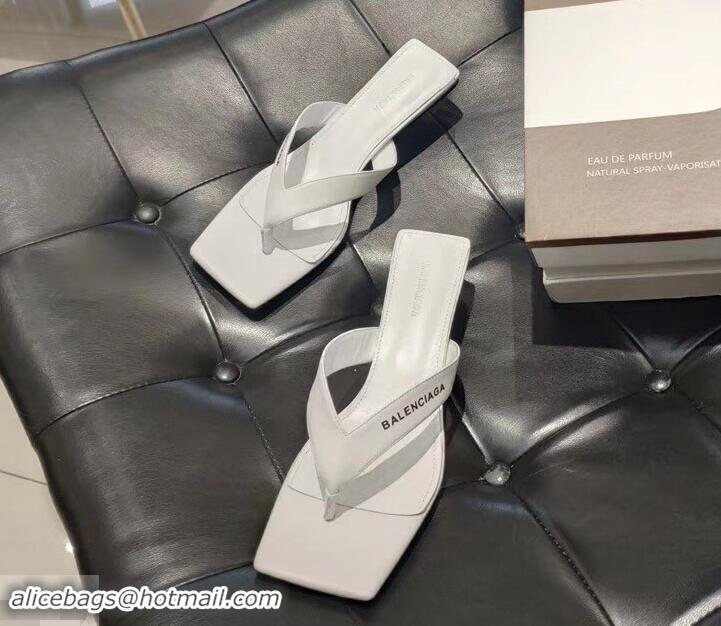 Best Price Balenciaga Metal Heel 4cm Flip Flop Sandals B713020 White 2019