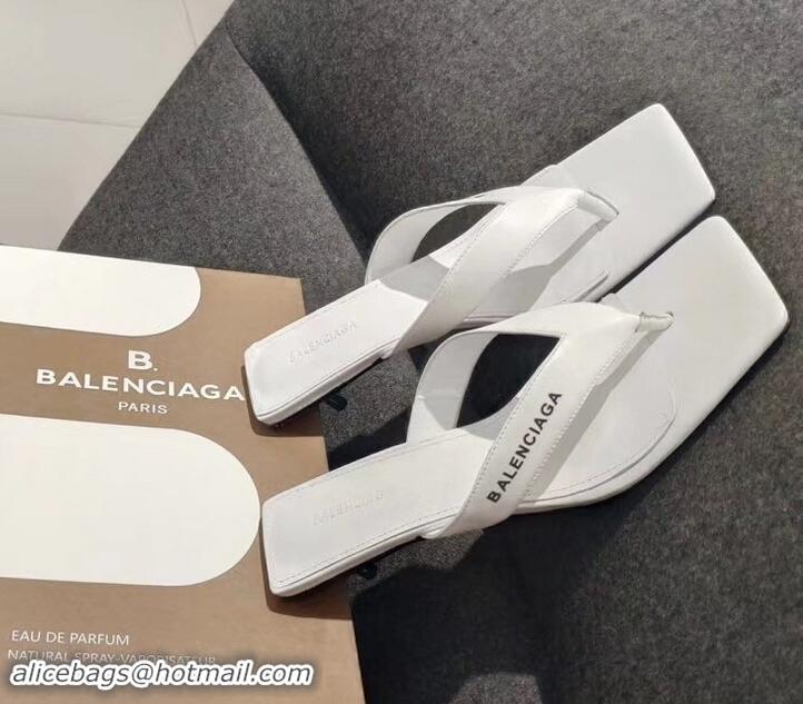 Best Price Balenciaga Metal Heel 4cm Flip Flop Sandals B713020 White 2019