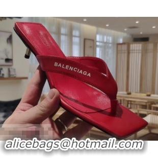 Sumptuous Balenciaga Metal Heel 4cm Flip Flop Sandals B713020 Red 2019