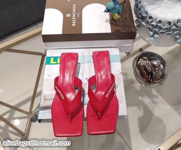 Sumptuous Balenciaga Metal Heel 4cm Flip Flop Sandals B713020 Red 2019