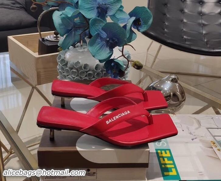 Sumptuous Balenciaga Metal Heel 4cm Flip Flop Sandals B713020 Red 2019