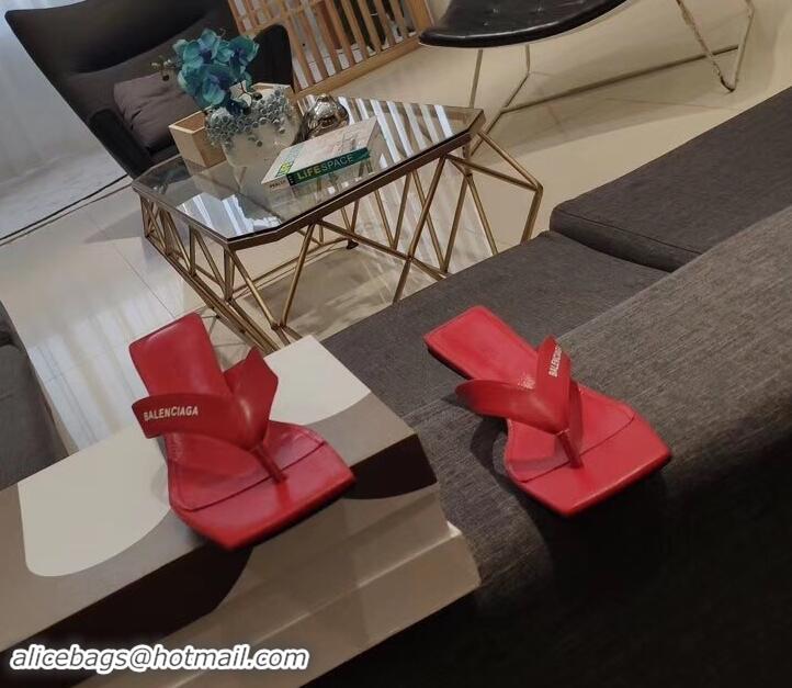 Sumptuous Balenciaga Metal Heel 4cm Flip Flop Sandals B713020 Red 2019