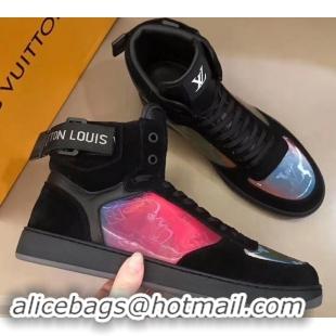 Top Design Louis Vuitton Iridescent Prism High-top Sneakers LV714011 Black 2019