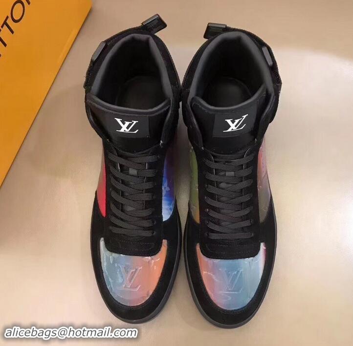 Top Design Louis Vuitton Iridescent Prism High-top Sneakers LV714011 Black 2019