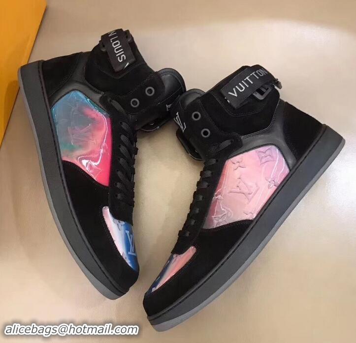 Top Design Louis Vuitton Iridescent Prism High-top Sneakers LV714011 Black 2019