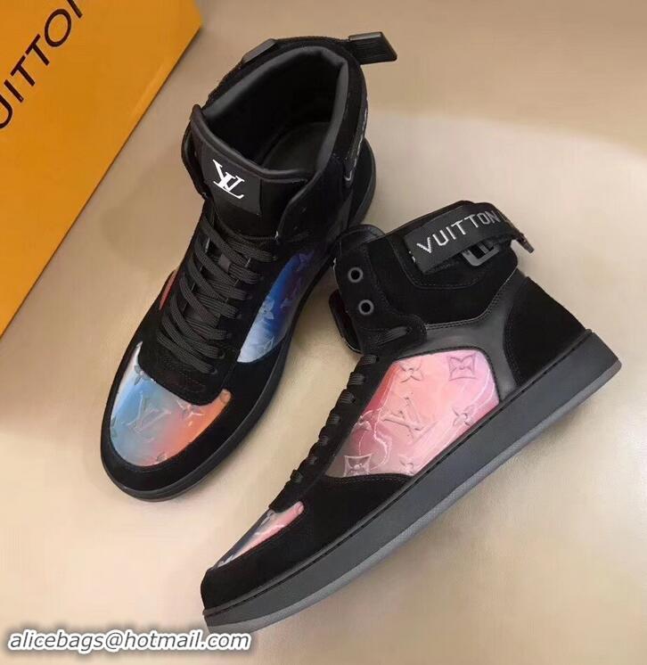 Top Design Louis Vuitton Iridescent Prism High-top Sneakers LV714011 Black 2019