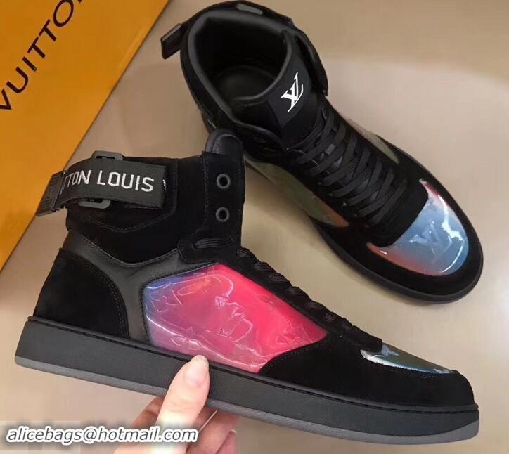 Top Design Louis Vuitton Iridescent Prism High-top Sneakers LV714011 Black 2019