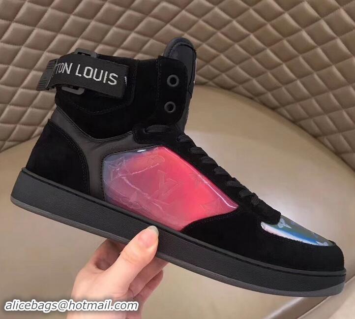 Top Design Louis Vuitton Iridescent Prism High-top Sneakers LV714011 Black 2019