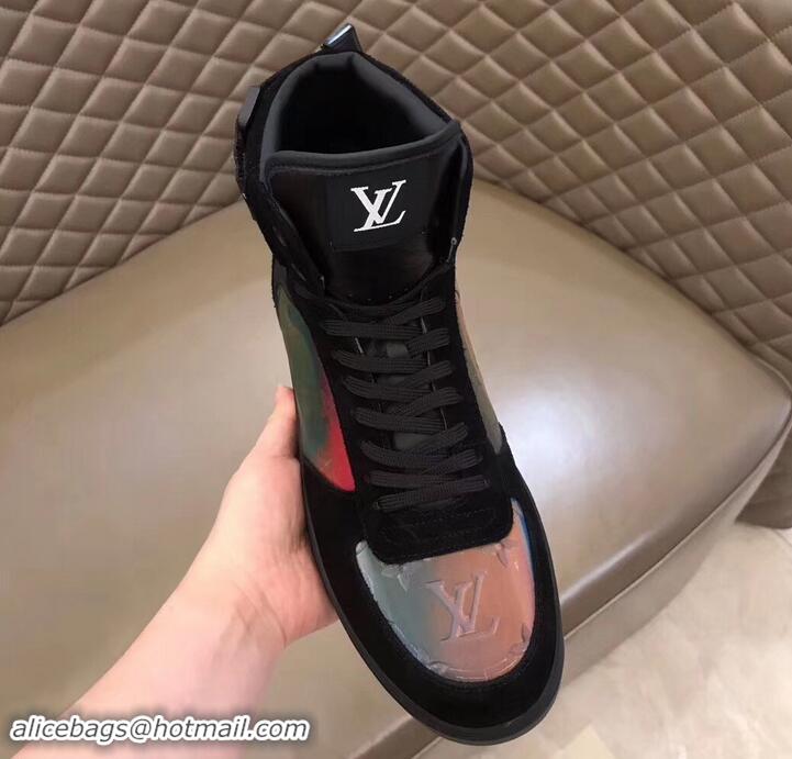 Top Design Louis Vuitton Iridescent Prism High-top Sneakers LV714011 Black 2019