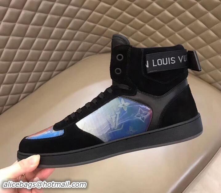 Top Design Louis Vuitton Iridescent Prism High-top Sneakers LV714011 Black 2019