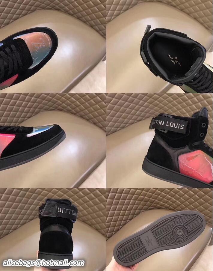 Top Design Louis Vuitton Iridescent Prism High-top Sneakers LV714011 Black 2019