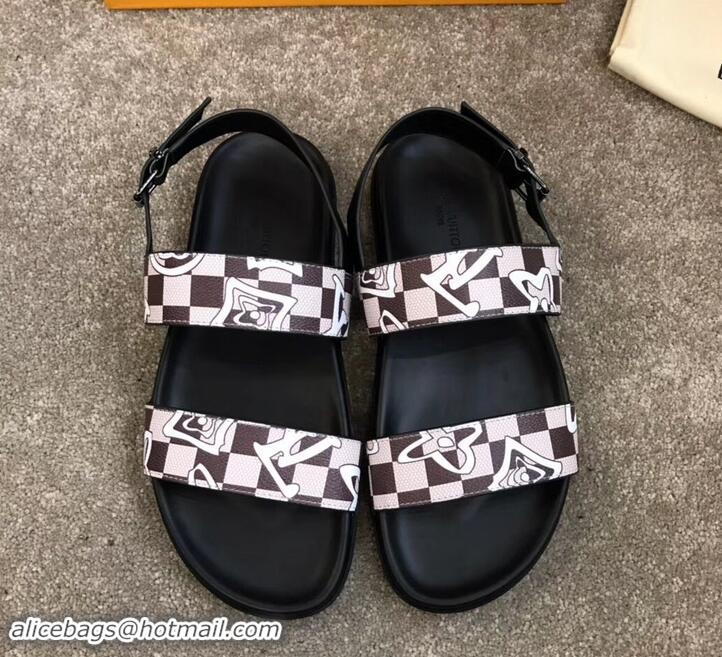 Good Product Louis Vuitton Men's Sandals Logo Print LV714015 Beige 2019