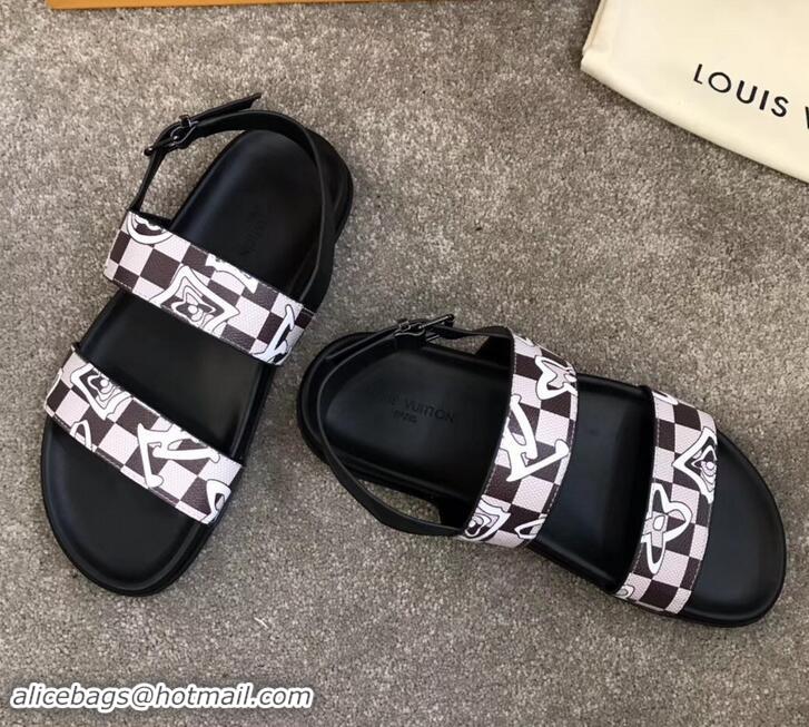 Good Product Louis Vuitton Men's Sandals Logo Print LV714015 Beige 2019