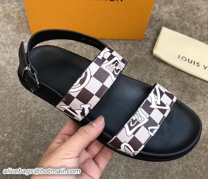 Good Product Louis Vuitton Men's Sandals Logo Print LV714015 Beige 2019