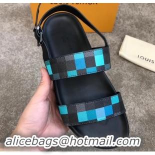 Good Quality Louis Vuitton Men's Sandals Damier Graphite Pixel Canvas LV714016 Green 2019