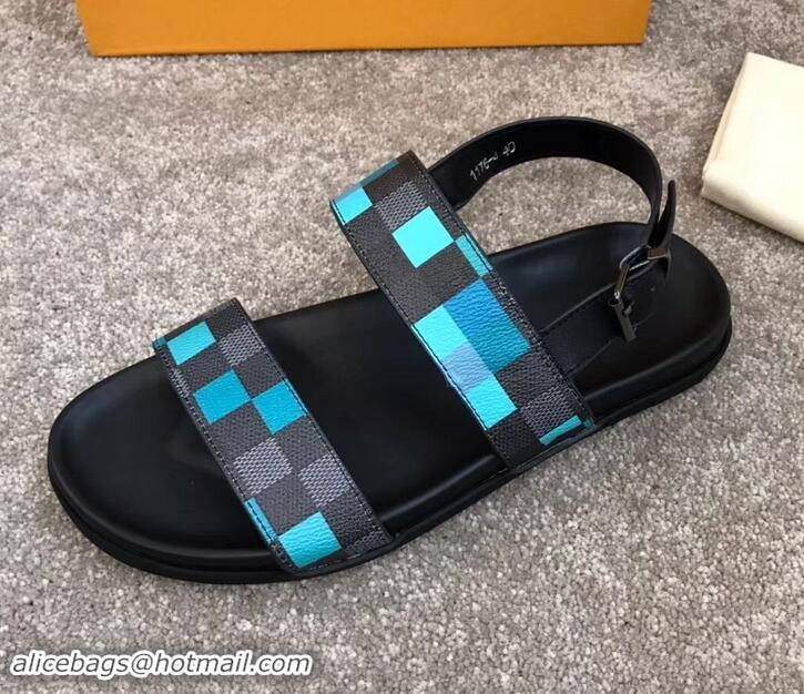 Good Quality Louis Vuitton Men's Sandals Damier Graphite Pixel Canvas LV714016 Green 2019