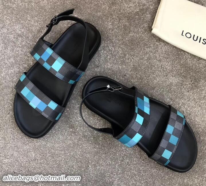 Good Quality Louis Vuitton Men's Sandals Damier Graphite Pixel Canvas LV714016 Green 2019