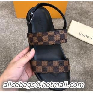 Top Quality Louis Vuitton Men's Sandals Damier Ebene Canvas LV714017