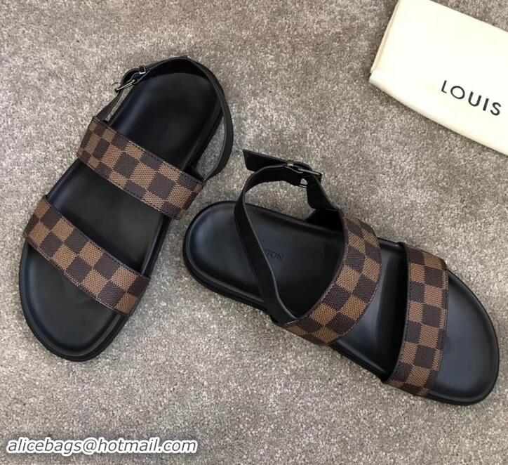 Top Quality Louis Vuitton Men's Sandals Damier Ebene Canvas LV714017