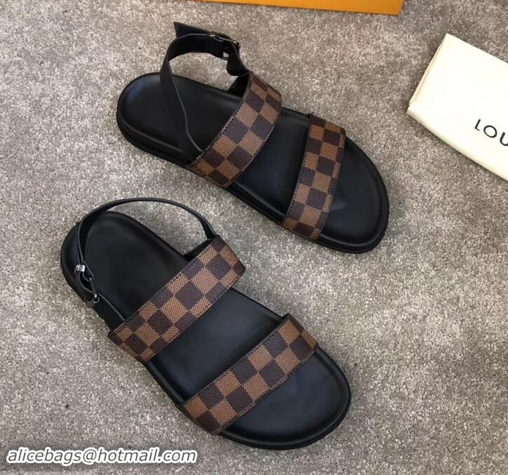 Top Quality Louis Vuitton Men's Sandals Damier Ebene Canvas LV714017