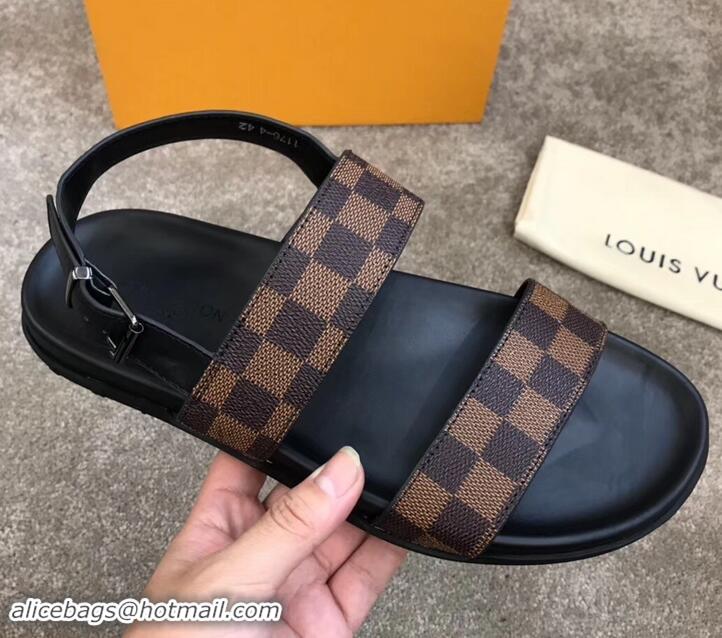 Top Quality Louis Vuitton Men's Sandals Damier Ebene Canvas LV714017