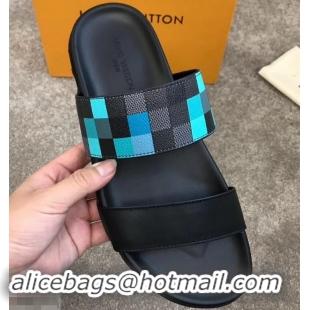 Discount Louis Vuitton Men's Double Strap Mules Damier Graphite Pixel Canvas LV714020 Green