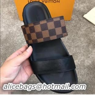 Super Quality Louis Vuitton Men's Double Strap Mules Damier Ebene Canvas LV714021