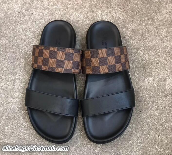 Super Quality Louis Vuitton Men's Double Strap Mules Damier Ebene Canvas LV714021