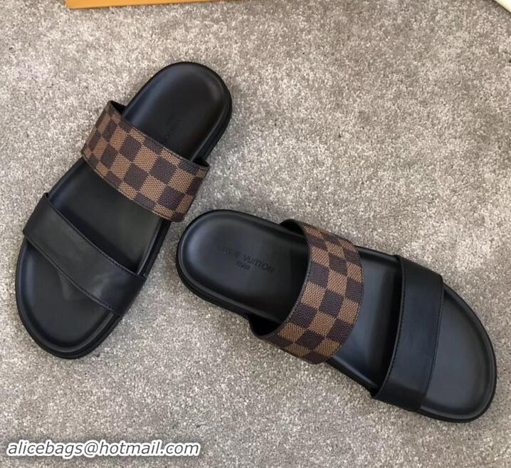 Super Quality Louis Vuitton Men's Double Strap Mules Damier Ebene Canvas LV714021