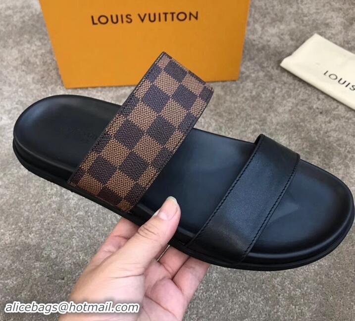 Super Quality Louis Vuitton Men's Double Strap Mules Damier Ebene Canvas LV714021