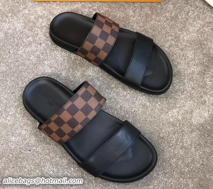 Super Quality Louis Vuitton Men's Double Strap Mules Damier Ebene Canvas LV714021